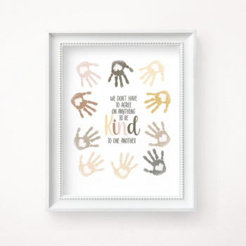 Preview of BE KIND POSTER, INCLUSIVE CLASSROOM DECOR, PRINTABLE BACK TO SCHOOL WALL ART,