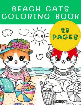 Preview of BEACH CAT(CR0029)Coloring Book,Pages,Activities,Kids ,Family,Fun,GIFT FOR