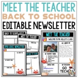 BEACH Meet the Teacher Template EDITABLE Newsletter Open H