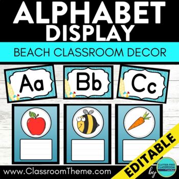 BEACH OCEAN Theme Classroom Decor ALPHABET POSTERS chart card line ...