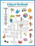 BEACH THEME DAY SUMMER Crossword Puzzle Worksheet Activity
