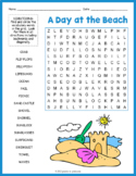 BEACH THEMED Summer Word Search Puzzle Worksheet Activity