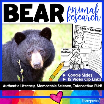 Preview of BEAR Animal Research  . 5 days of FUN w/ video links, literacy, science