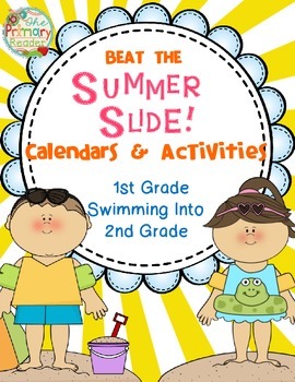 Preview of BEAT THE SUMMER SLIDE {Calendars  & Activities ~ 1st Grade  into 2nd Grade}
