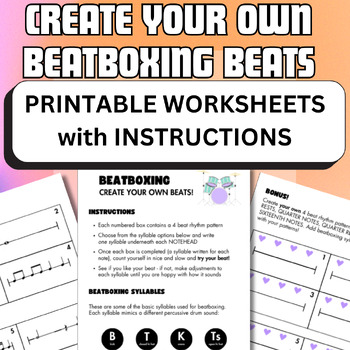 Preview of BEATBOXING - Create your own beats! Rhythm Worksheets