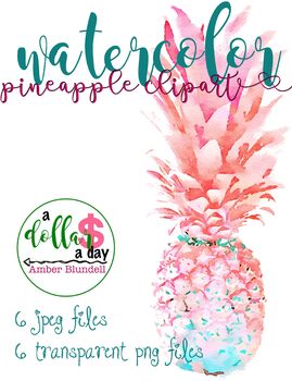 BEAUTIFUL Watercolor Pineapple Tropical Hawaii Clipart Graphics | TPT
