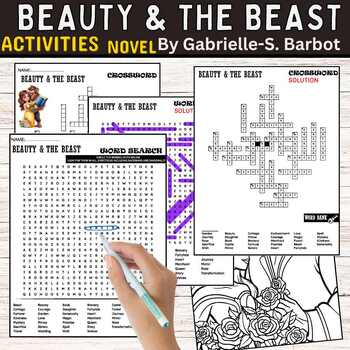 Preview of BEAUTY & THE BEAST Fun Worksheets ,Word Search ,Crosswords & Coloring Page