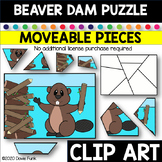 BEAVER DAM PUZZLE Moveable Pieces Clip Art