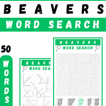 BEAVERS WORD SEARCH PUZZLE WORKSHEETS ACTIVITIES FOR KIDS TPT