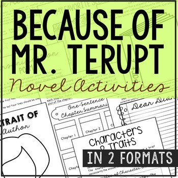 Preview of BECAUSE OF MR. TERUPT Novel Study Unit Activities | Book Report Project