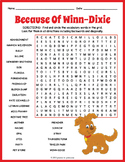 BECAUSE OF WINN-DIXIE Novel Study Word Search Puzzle Works