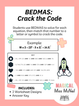 Preview of BEDMAS Crack the Code Math Activity