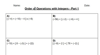 Preview of Order of Operations (BEDMAS/PEMDAS) (worksheet and word problems)