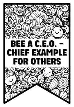Preview of BEE A C.E.O. -CHIEF EXAMPLE FOR OTHERS Bee Zentangle Coloring Pages