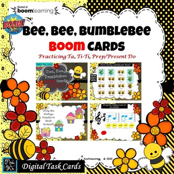 Preview of BEE, BEE, BUMBLEBEE (Ta, Ti-Ti): MUSIC BOOM CARDS--TASK CARDS/DISTANCE LEARNING