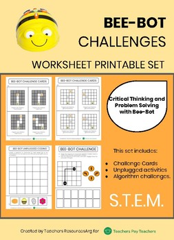 Preview of BEE-BOT CHALLENGES - Worksheet Printable Set