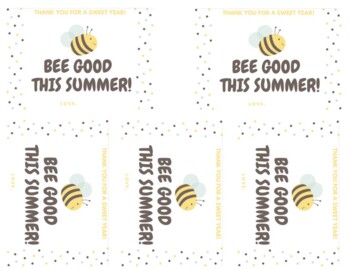 Preview of BEE GOOD THIS YEAR - Thank You For A Sweet Summer Gift Tags