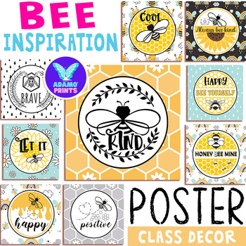 Preview of BEE Inspiration Quotes Posters Motivation Classroom Decor Bulletin Board Ideas