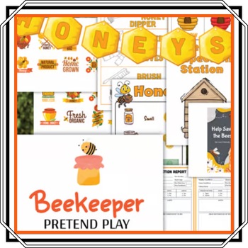Preview of BEE KEEPER PRETEND PLAY SET - Printable Honey Shop Activities for Kids