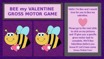Preview of BEE my Valentine Gross Motor Game/Activity (Valentines Day)