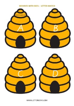 BEES AND BEEHIVE LETTER MATCHING ACTIVITY by Letter Gems | TPT