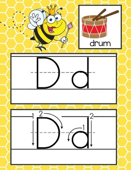 BEES - Alphabet Cards, Handwriting, ABC Flash Cards, ABC print with pictures