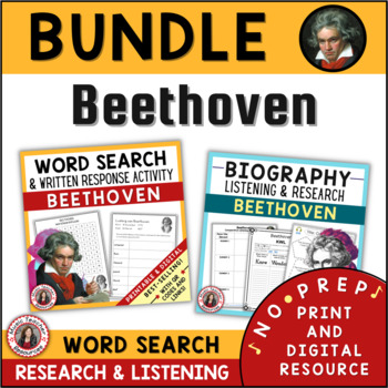 Preview of BEETHOVEN BUNDLE of Music Listening Worksheets and Research Activities