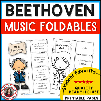 Preview of Music Composer Worksheets - BEETHOVEN Biography Research and Listening Foldables