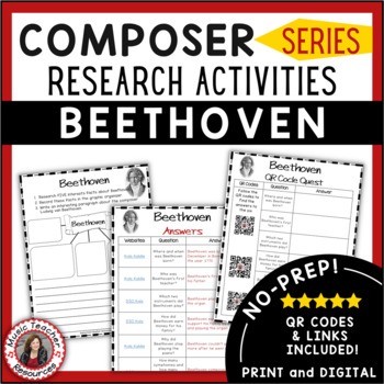 Preview of Beethoven Music Composer Study and Worksheets