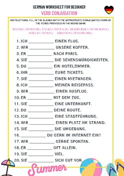 Preview of BEGINNER GERMAN WORKSHEET_VERB CONJUGATION