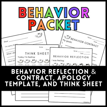 Preview of Behavior Check In Forms: Think Sheets, Consequence Contract, Apology, and more