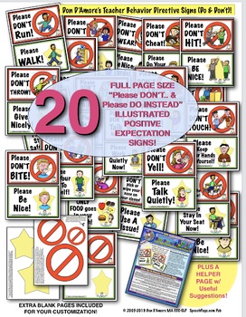 Preview of BEHAVIOR EXPECTATION SIGN PAIRS!: DO’s & DON’Ts! 20 DOUBLE ILLUSTRATED SIGNS!