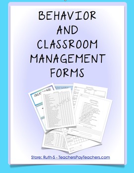 Preview of Behavior and Classroom Management Forms for Teachers