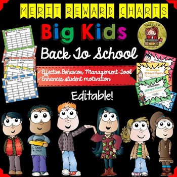 Preview of BEHAVIOR MANAGEMENT BIG KIDS REWARD CHARTS {EDITABLE BACK TO SCHOOL}
