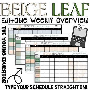 Preview of 'BEIGE GREEN LEAF' EDITABLE TERM X 10 WEEKLY PLANNING OVERVIEW