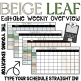 'BEIGE GREEN LEAF' EDITABLE TERM X 10 WEEKLY PLANNING OVERVIEW