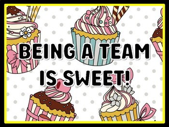 Preview of BEING A TEAM IS SWEET! Cupcake Door Décor, Cupcake Bulletin Board Décor Kit,