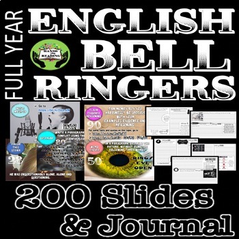 Preview of BELL RINGERS FOR ENGLISH | DIGITAL & PRINT DAILY WRITING PROMPTS | DISTANCE