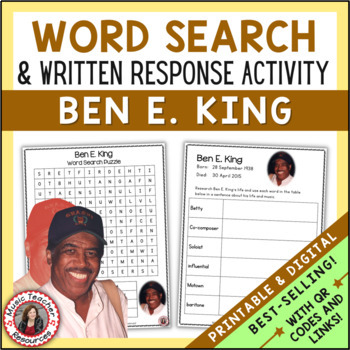 Preview of Black History Month Music Word Search and Research Activities - BEN E. KING