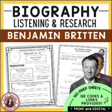 BENJAMIN BRITTEN Music Listening Activities and Biography 