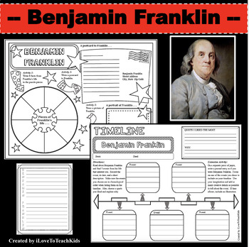 Preview of BENJAMIN FRANKLIN Research Project Timeline Poster Biography Graphic Organizer