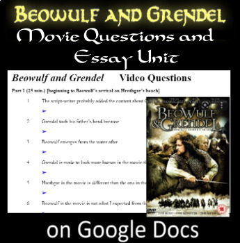 Preview of BEOWULF AND GRENDEL (Gerard Butler) -- Movie Questions & Essay Unit -- NO PREP!