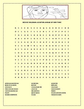 Preview of BESSIE COLEMAN: CIVIL AVIATOR: WORD SEARCH