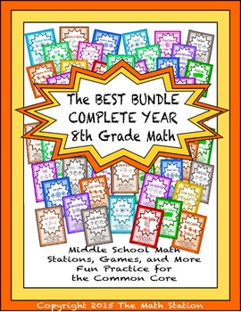 Preview of BEST BUNDLE COMPLETE YEAR Math Stations for Common Core Eighth Grade