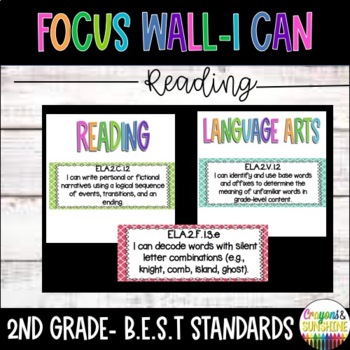 Preview of BEST Florida Standards 2nd grade ELA I Can Posters + Checklist