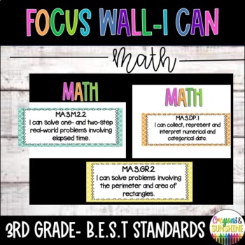 Preview of BEST Florida Standards 3rd grade MATH I Can Posters | Checklist | Focus Wall