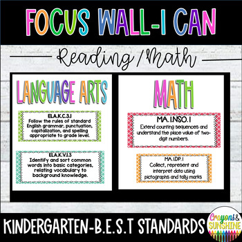 Preview of BEST Florida Standards Kindergarten ELA + MATH |I Can Posters | Checklist BUNDLE