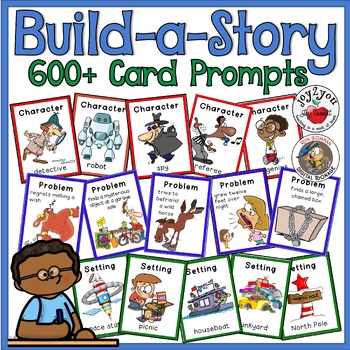 Preview of BEST SELLER! Build-a-Story Creative Writing Card Prompts | Story Elements