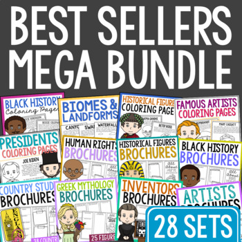Preview of BEST SELLERS Coloring Pages & Biography Research Report Projects Activities