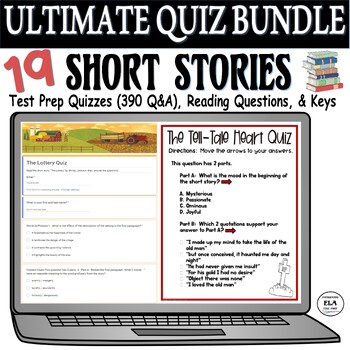 Preview of BEST SHORT STORIES High School Reading Test Prep Quizzes Reading Comprehension